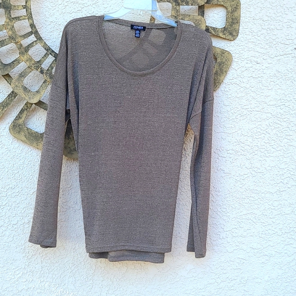 Jones NY taupe 3/4 sleeve knit top